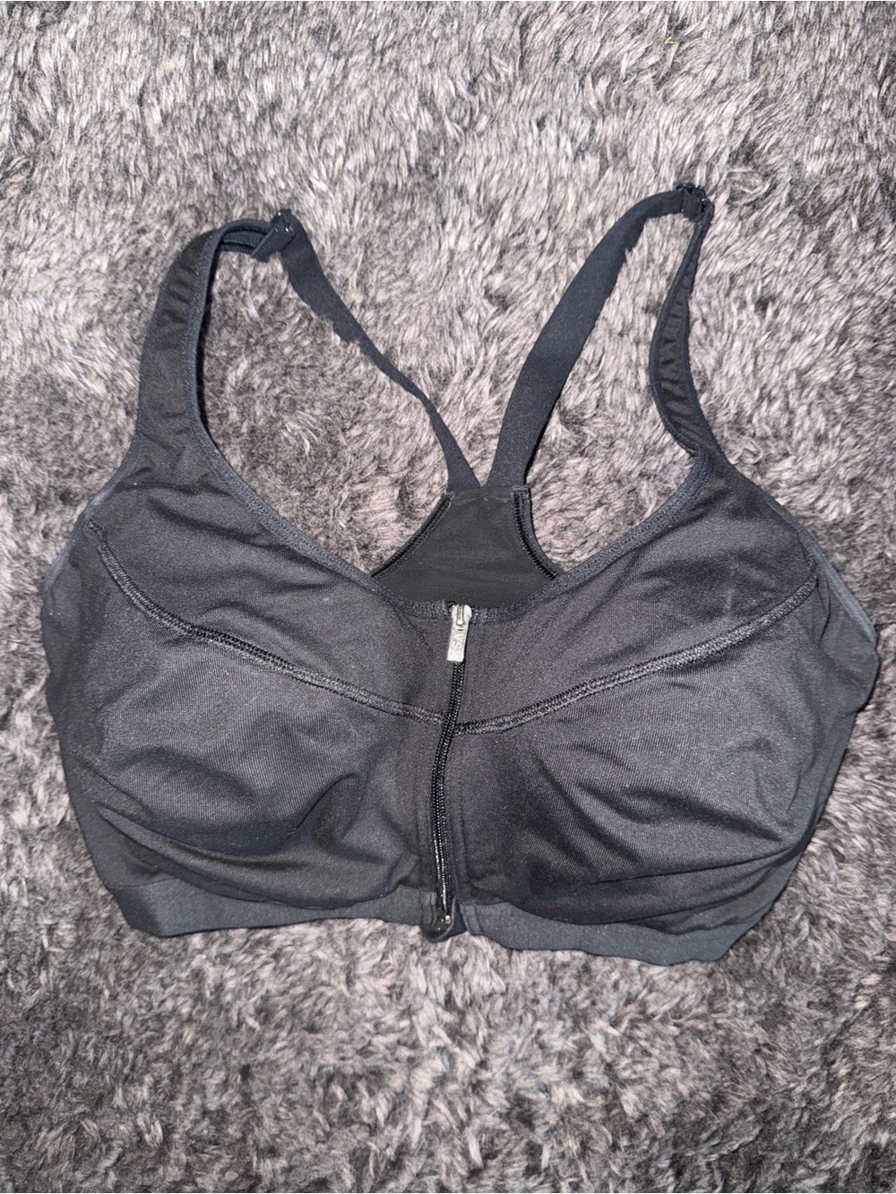 Victoria's Secret Black Front-Zip Racerback Sports Bra
